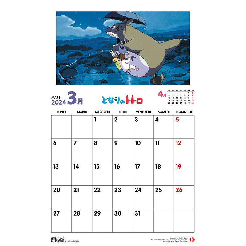 Totoro calendar 2025 EN