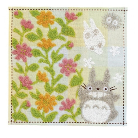 Linge de maison - Mini Serviette Totoro Jardin de fleurs 25x25 cm - Mon Voisin Totoro