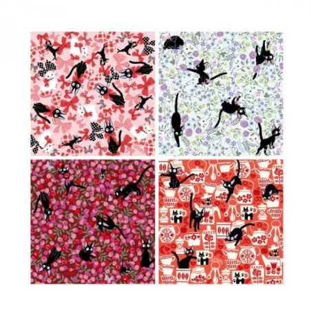 Postcards and Letter papers - Chiyogami Paper Jiji & Flowers - Kiki's Delivery Service