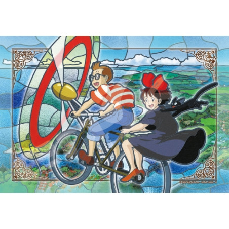 Jigsaw Puzzle - Stained glass Puzzle 300P Tombo & Kiki on the velo propelle - Kiki's