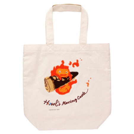 Bags - Embroidery Canvas Tote bag Calcifer In A Hurry - Howl's Moving Castle