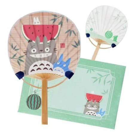 Accessoires - Éventail Bambou & Enveloppe Totoro avec Pastèque - Mon Voisin Totoro