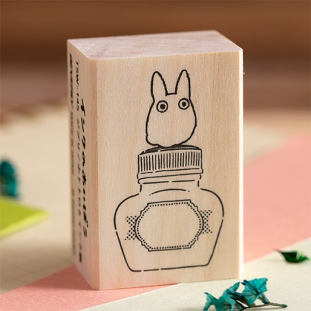 Petit matériel - Tampon en bois Totoro Blanc & Bouteille d'encre - Mon Voisin Totoro