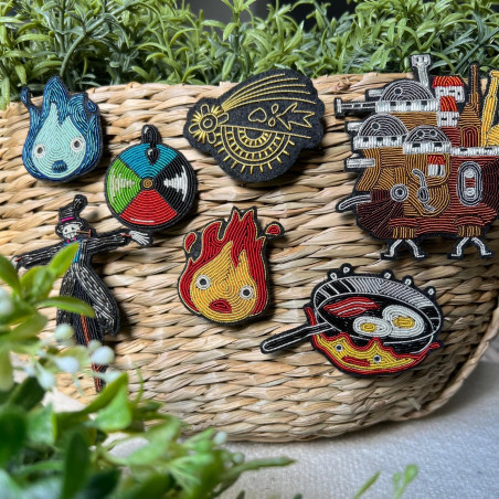 Pins - Embroidered Jewel Brooch Yellow Calcifer - Howl’s Moving Castle